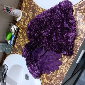 Purple Lady Gloves & Hat Accessories Set Size M,1 Size Fits All